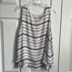 Loft White Striped Tank Top